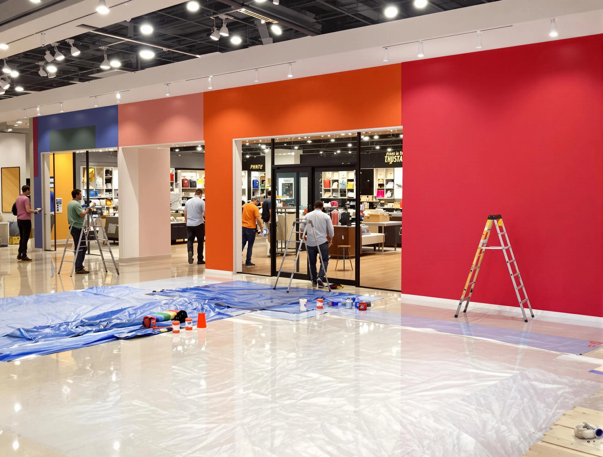 Painesville House Painters painting a commercial interior in Painesville, OH